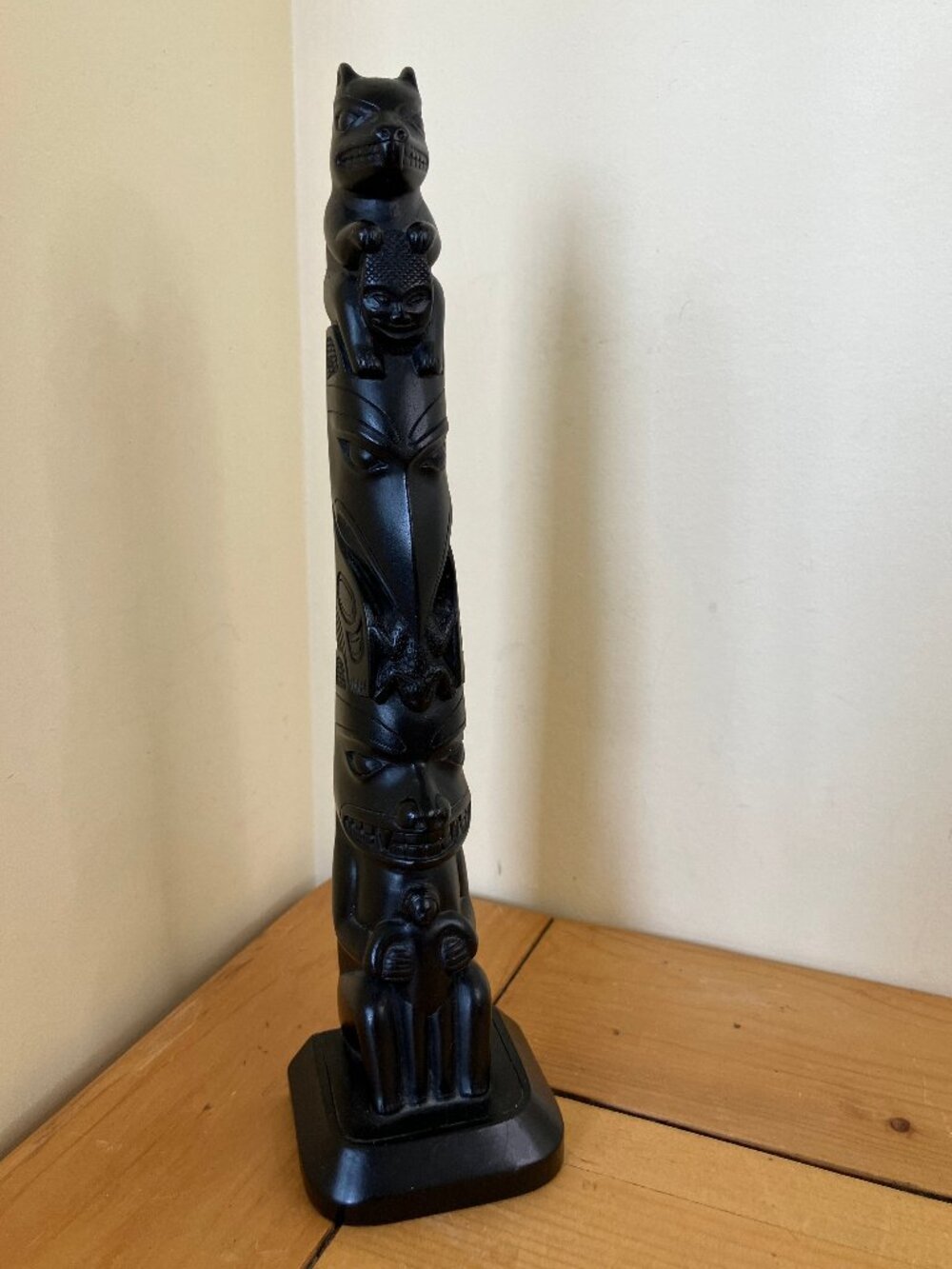 BOMA Haida Indigenous Art Totem Pole Figurine 11" Black Resin Made in Canada